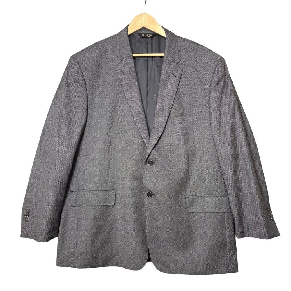 Jos A Bank Mens Blazer 48R Gray Signature Gold 100% Wool Two Button Sport Jacket